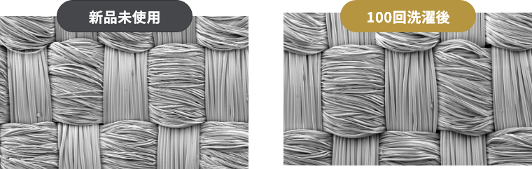新品未使用と100回洗濯後の比較