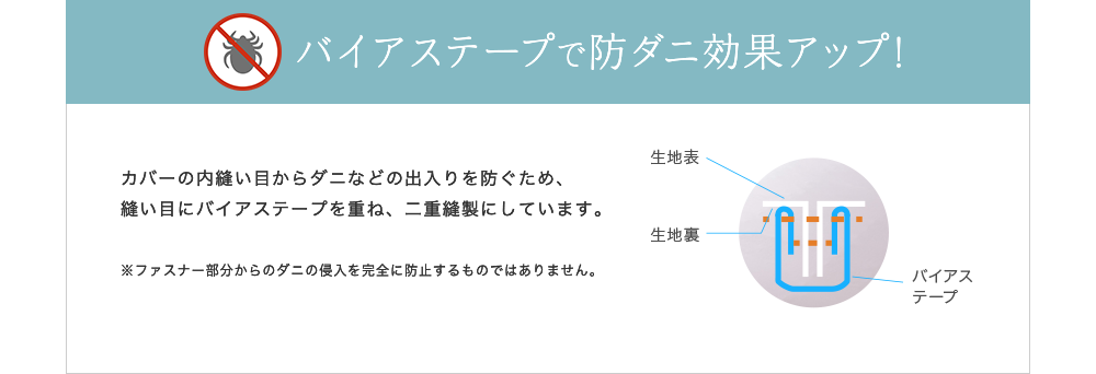 バイアステープで防ダニ効果アップ!
