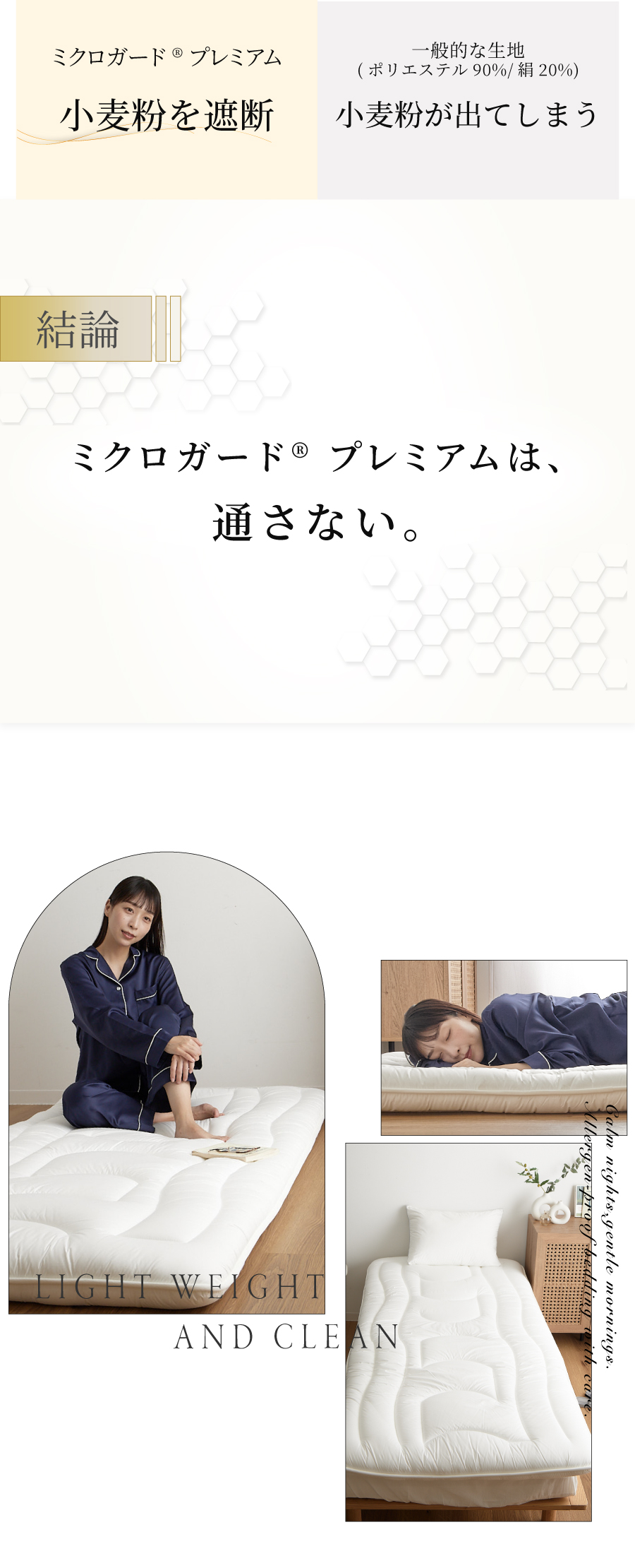 ミクロガード🄬プレミアム使用 軽量防ダニ敷布団