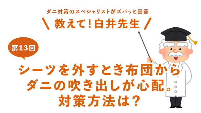 第13回シーツを外すとき布団からダニの吹き出しが心配。対策方法は？